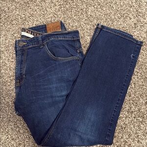 Blue Straight Jeans with Classic Indigo Wash
